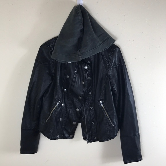 Free People New Dawn Hooded Faux Leather Jacket - Picture 2 of 7